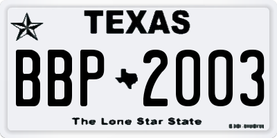 TX license plate BBP2003