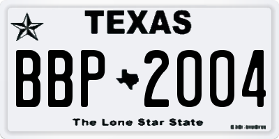 TX license plate BBP2004