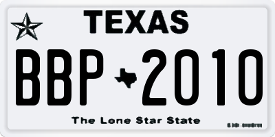 TX license plate BBP2010
