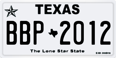 TX license plate BBP2012