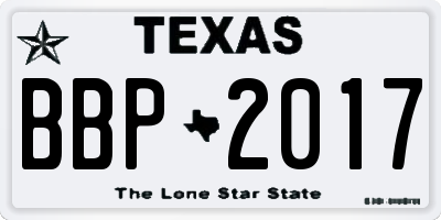 TX license plate BBP2017