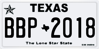 TX license plate BBP2018