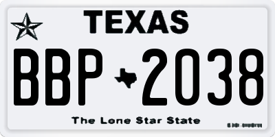 TX license plate BBP2038