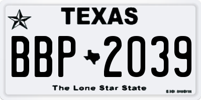 TX license plate BBP2039