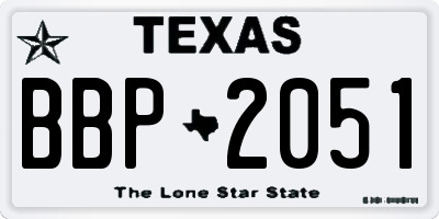 TX license plate BBP2051