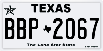 TX license plate BBP2067