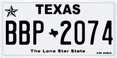 TX license plate BBP2074