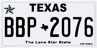 TX license plate BBP2076