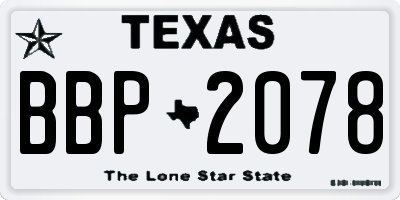TX license plate BBP2078