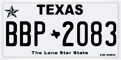 TX license plate BBP2083