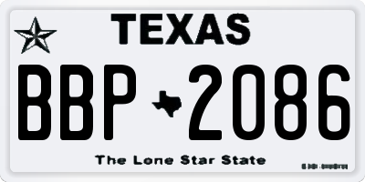 TX license plate BBP2086