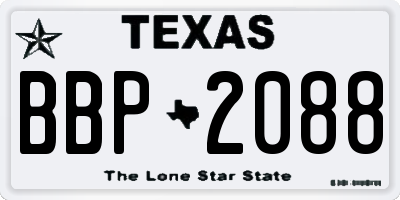 TX license plate BBP2088