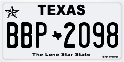 TX license plate BBP2098