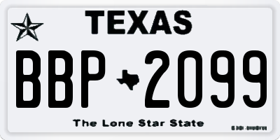TX license plate BBP2099