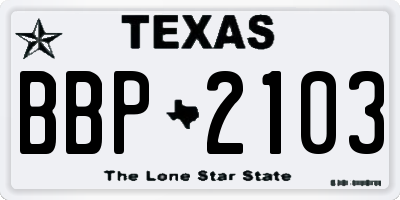 TX license plate BBP2103