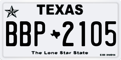 TX license plate BBP2105