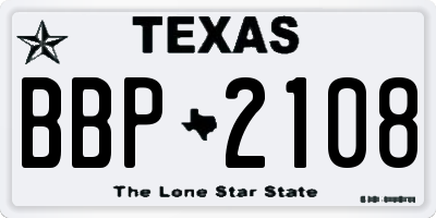 TX license plate BBP2108