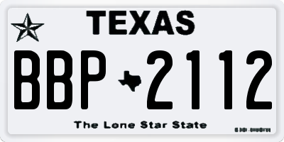 TX license plate BBP2112