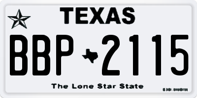 TX license plate BBP2115