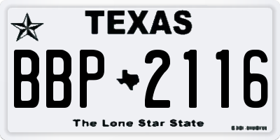 TX license plate BBP2116
