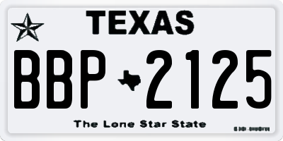 TX license plate BBP2125