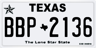 TX license plate BBP2136