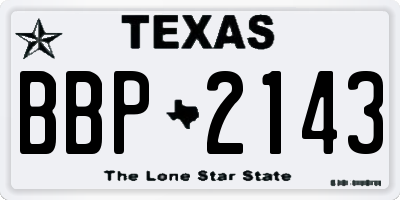 TX license plate BBP2143