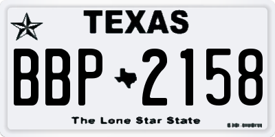 TX license plate BBP2158
