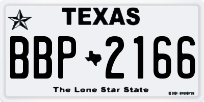 TX license plate BBP2166