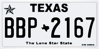 TX license plate BBP2167