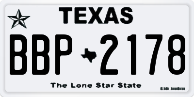 TX license plate BBP2178