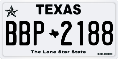 TX license plate BBP2188