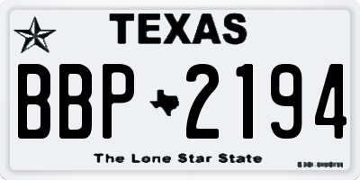 TX license plate BBP2194