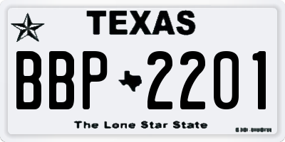 TX license plate BBP2201