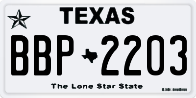 TX license plate BBP2203