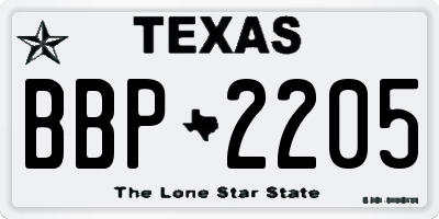 TX license plate BBP2205