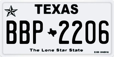 TX license plate BBP2206