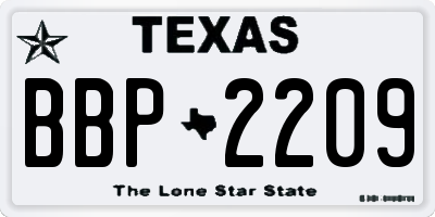 TX license plate BBP2209