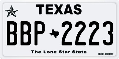 TX license plate BBP2223