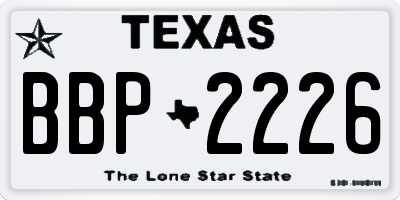 TX license plate BBP2226