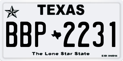 TX license plate BBP2231