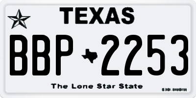 TX license plate BBP2253