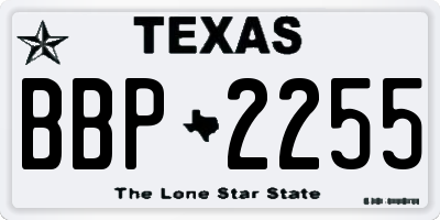 TX license plate BBP2255