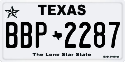 TX license plate BBP2287