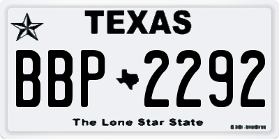 TX license plate BBP2292