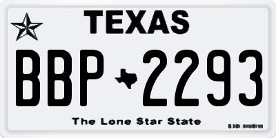 TX license plate BBP2293