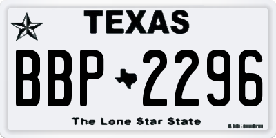 TX license plate BBP2296