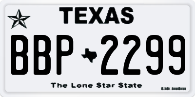 TX license plate BBP2299