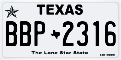 TX license plate BBP2316