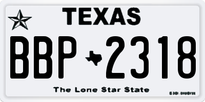 TX license plate BBP2318